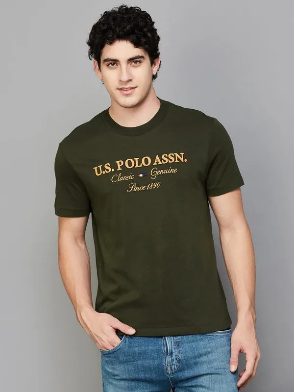 US POLO green cotton slim fit men t-shirt