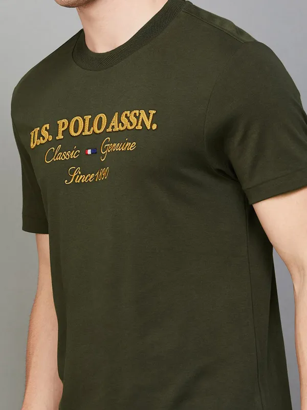 US POLO green cotton slim fit men t-shirt