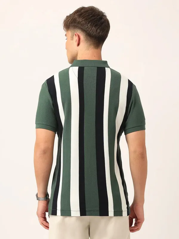 US POLO green stripe polo t-shirt