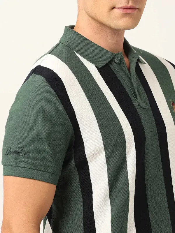 US POLO green stripe polo t-shirt