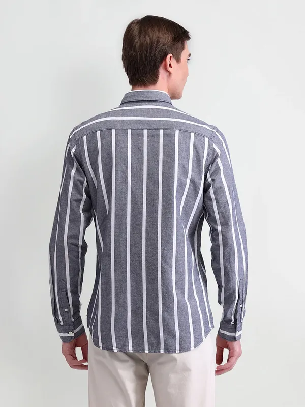 US POLO grey and white striped cotton shirt