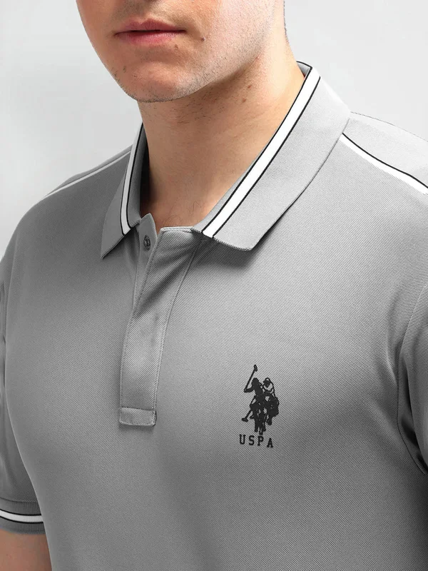 US POLO grey cotton slim fit t-shirt for men