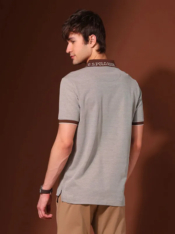 US POLO grey plain polo t-shirt