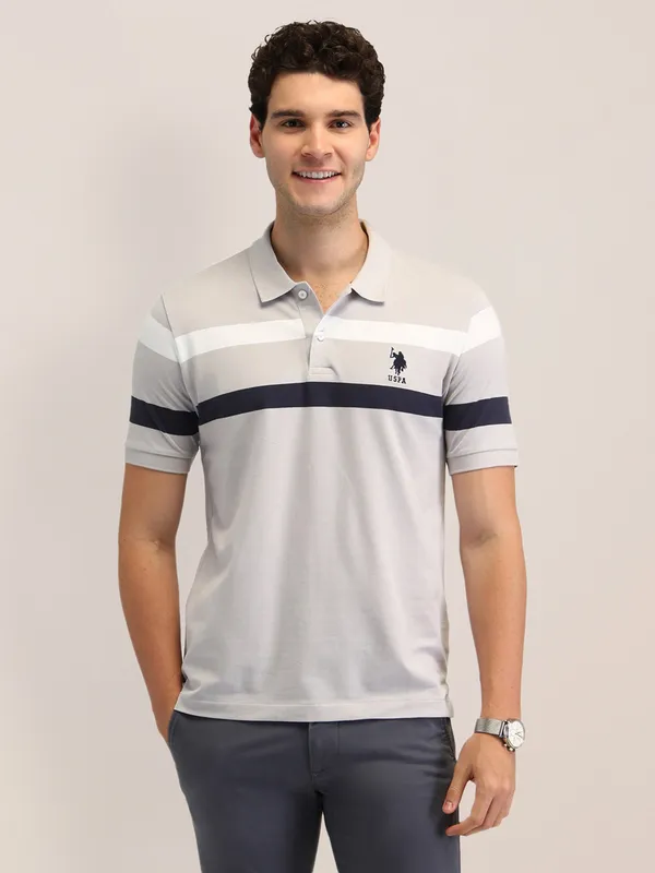 US POLO grey striped cotton t-shirt for men