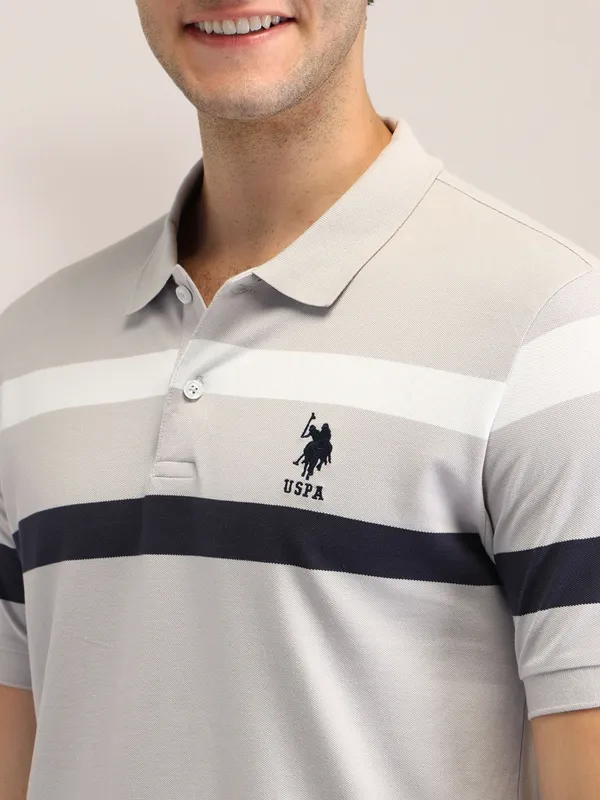 US POLO grey striped cotton t-shirt for men