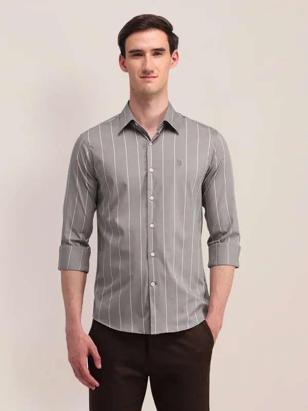 Grey colour party wear shirt hot sale