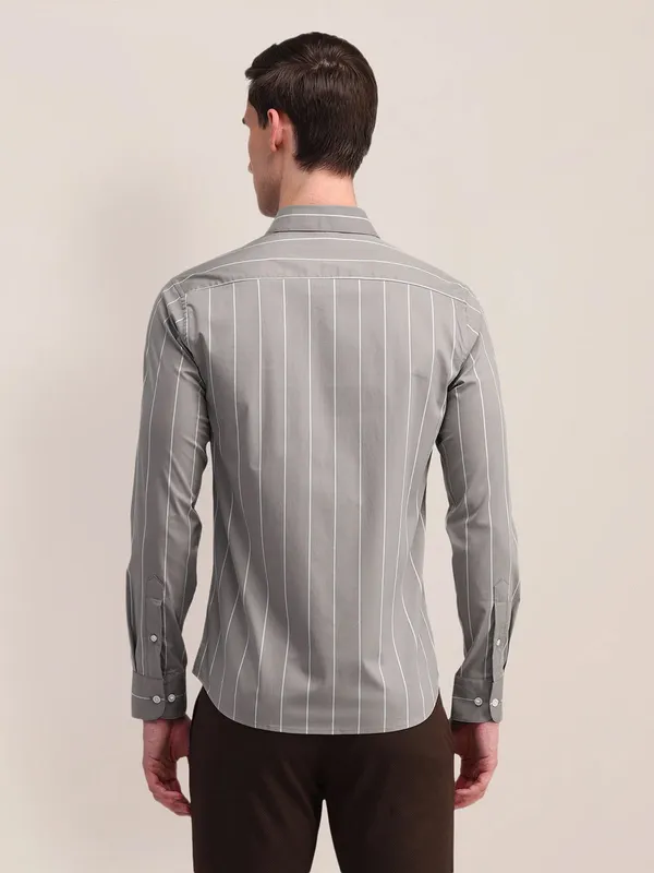 US POLO grey striped slim fit cotton shirt