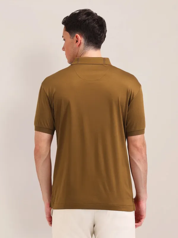 US POLO khakhi plain cotton slim fit t-shirt for men
