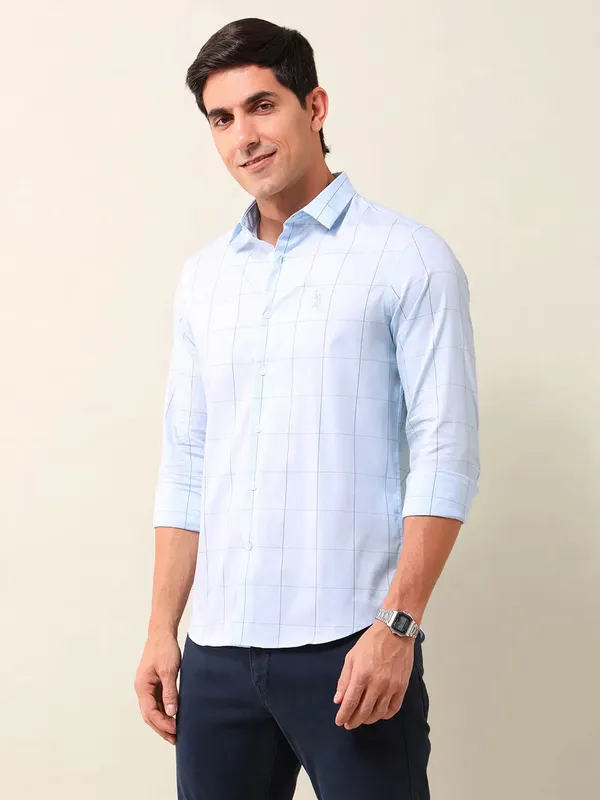 US POLO light blue flannel cotton casual shirt