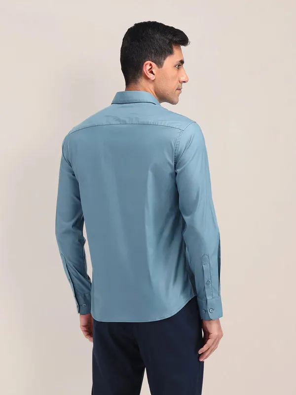 US POLO light blue plain cotton shirt for men