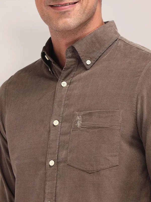 US POLO light brown cotton shirt for men