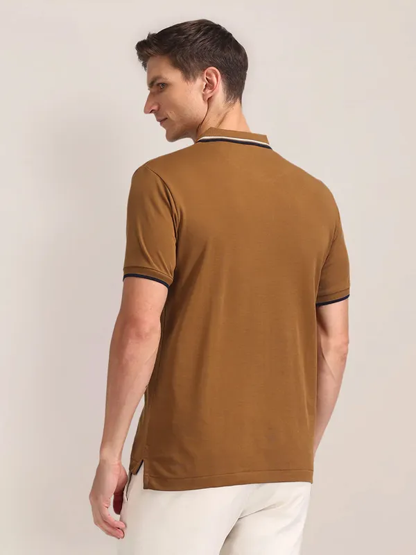 US POLO light brown striped polo t-shirt