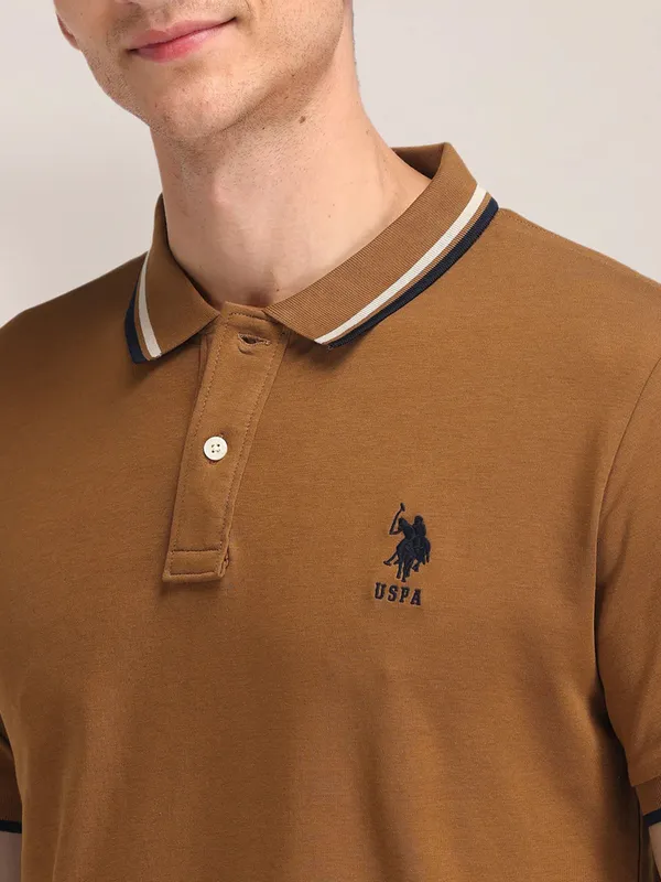 US POLO light brown striped polo t-shirt