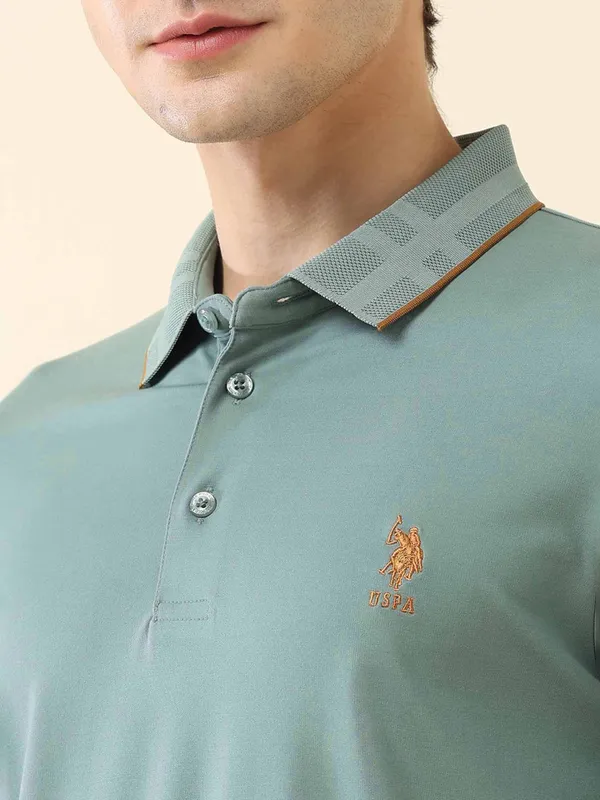 US POLO light green slim fit mens polo t-shirt