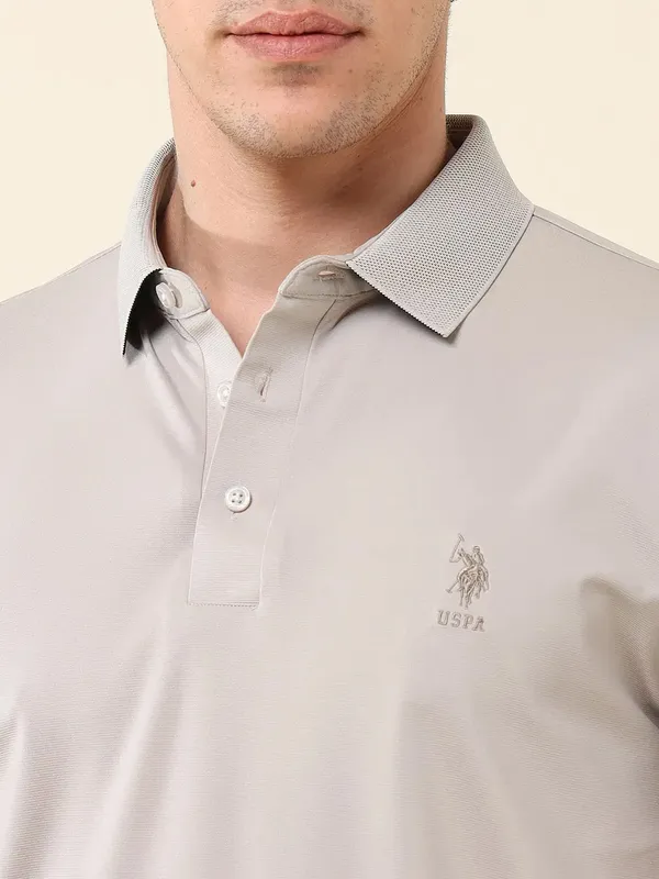 US POLO light grey plain polo t-shirt for men