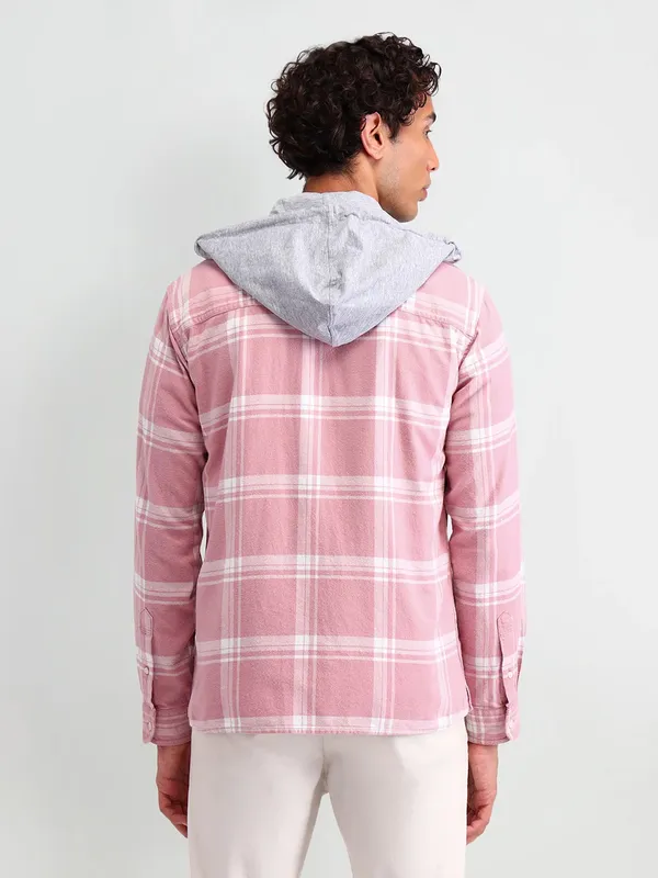 US POLO light pink checkered cotton shirt