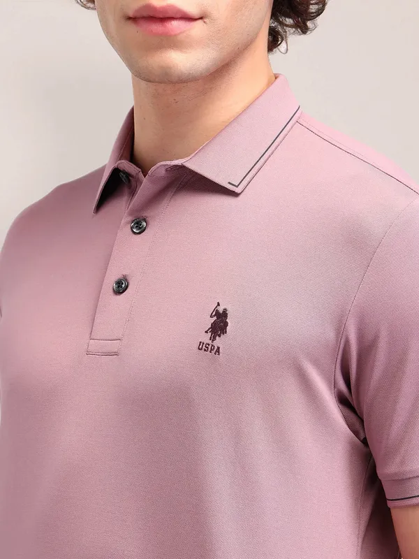 US POLO light pink plain polo t-shirt