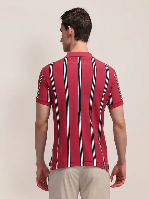 US POLO light red striped polo t-shirt