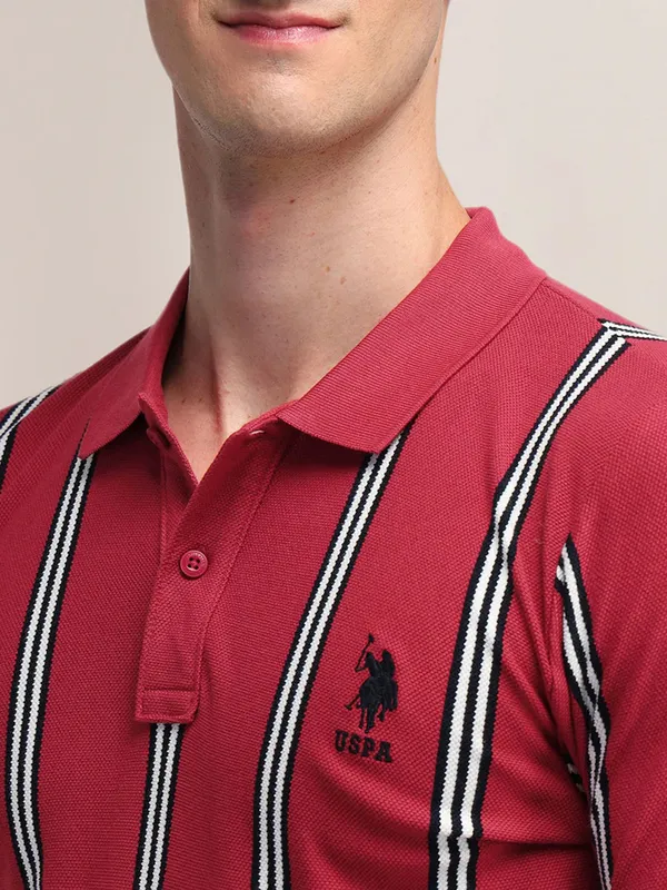 US POLO light red striped polo t-shirt