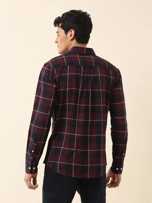 US POLO maroon ad blue check shirt
