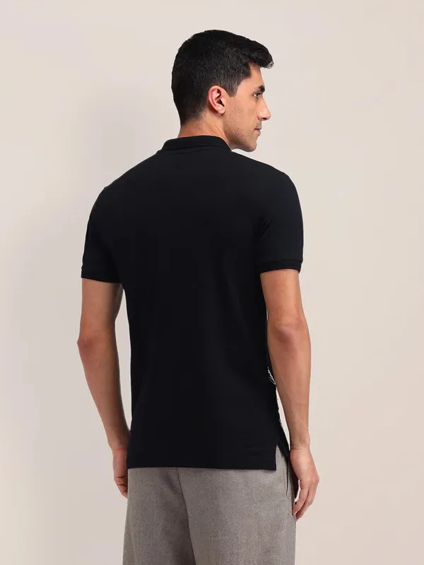 US POLO men black cotton t-shirt in slim fit