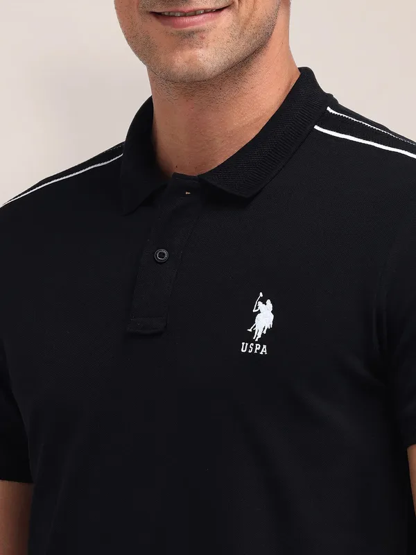 US POLO men black cotton t-shirt in slim fit