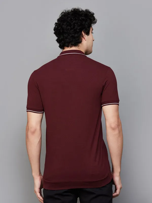 US POLO men brown cotton slim fit t-shirt