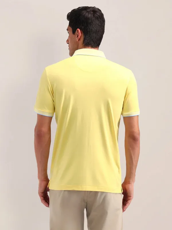 US POLO men cotton plain slim fit t-shirt in yellow