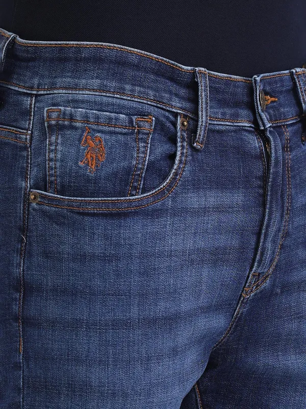 US POLO men slim fit washed blue denim jeans