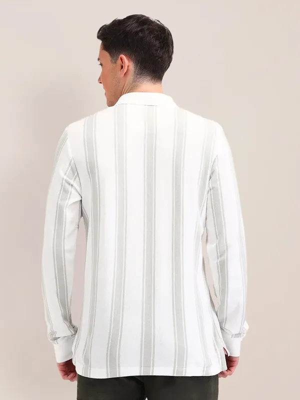 US POLO men striped cotton white t-shirt