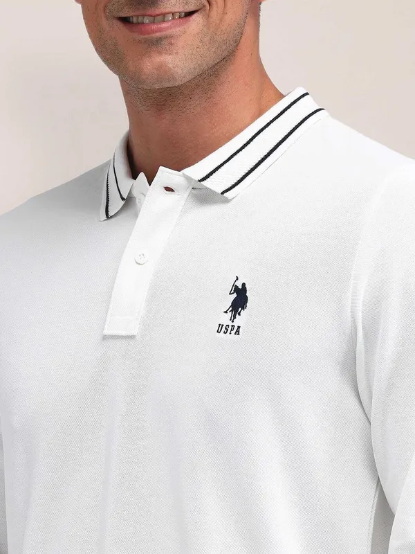 US POLO men white cotton slim fit t-shirt