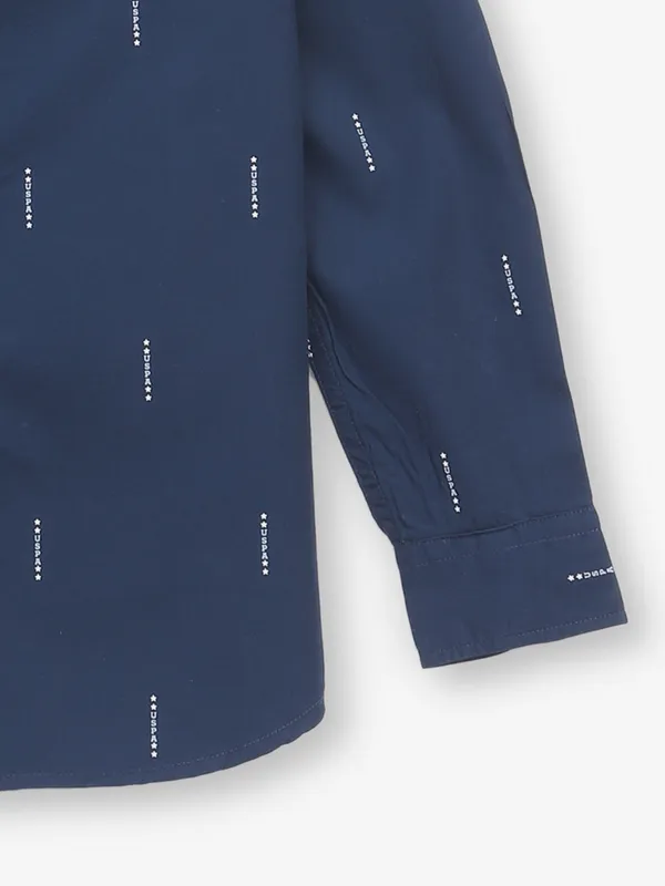 US POLO navy cotton printed shirt