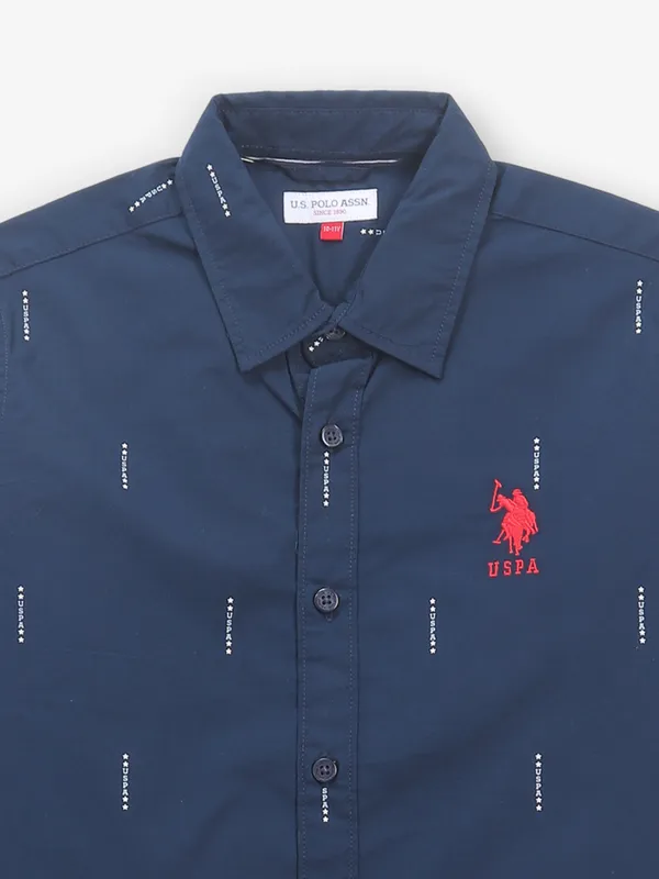 US POLO navy cotton printed shirt