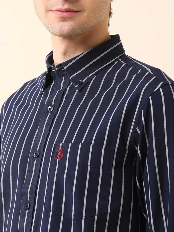 US POLO navy stripe pattern shirt