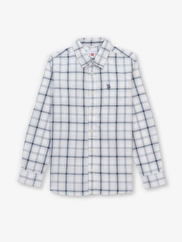 US POLO off white cotton checks shirt for man
