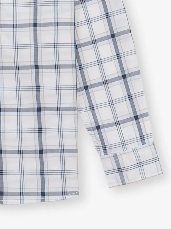 US POLO off white cotton checks shirt for man
