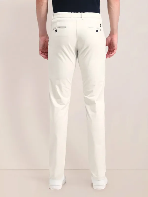 US POLO off white slim fit cotton trouser