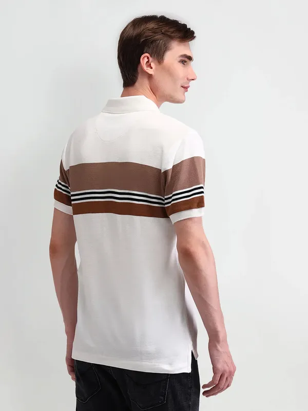 US POLO off white striped polo t-shirt