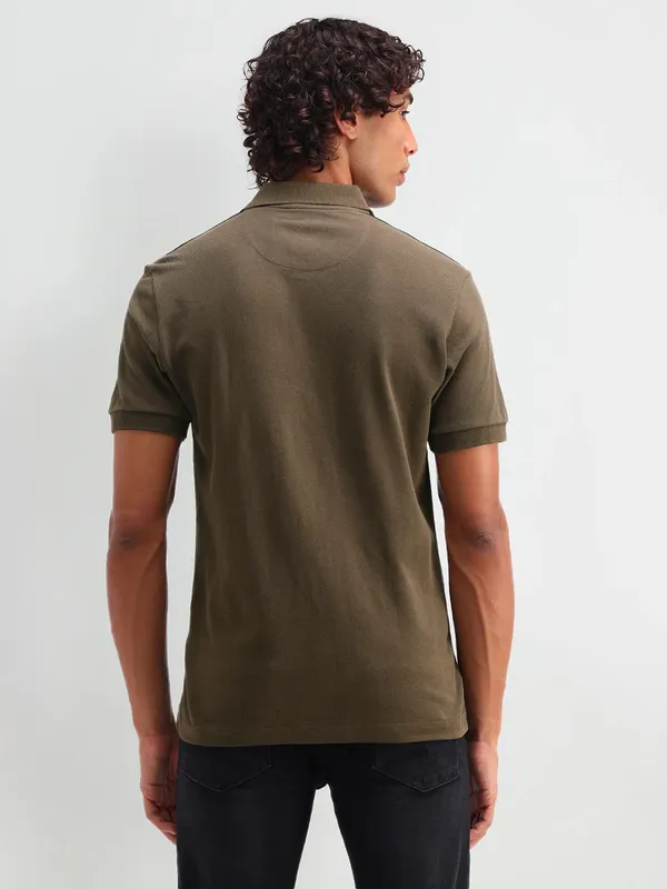 US POLO olive cotton slim fit plain t-shirt for men