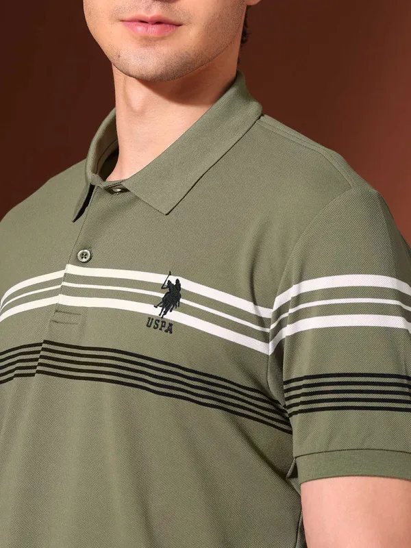 US POLO olive green plain polo t-shirt