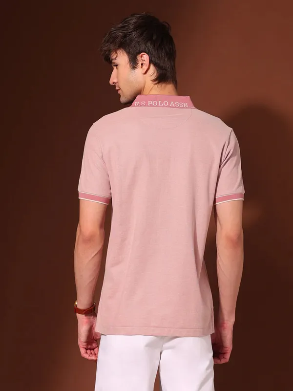 US POLO pastel pink plain polo t-shirt