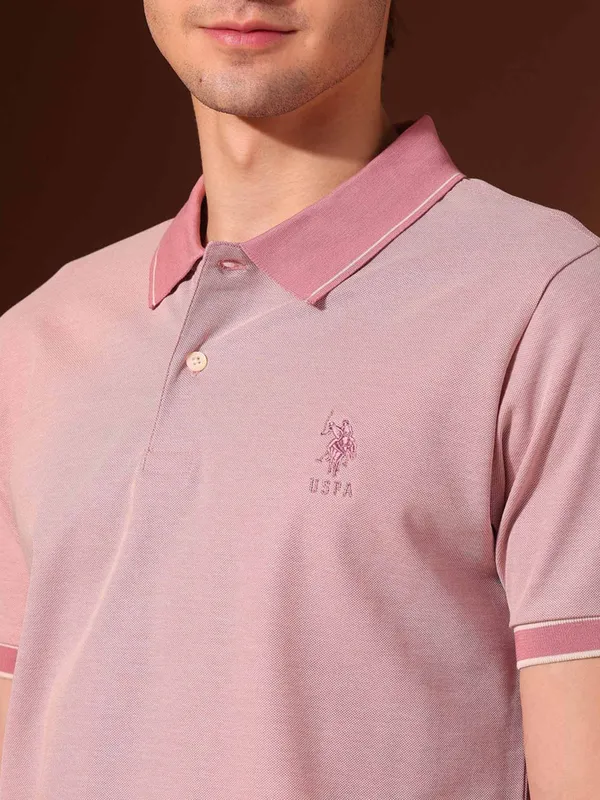 US POLO pastel pink plain polo t-shirt