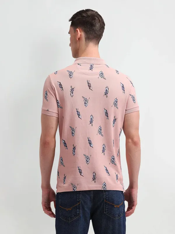 US POLO peach logo printed polo t-shirt