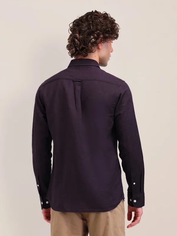 US POLO plain dark purple cotton shirt for men