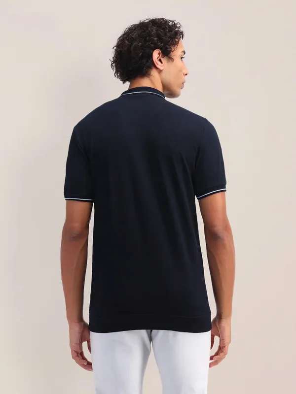 US POLO plain slim fit navy cotton t-shirt for men