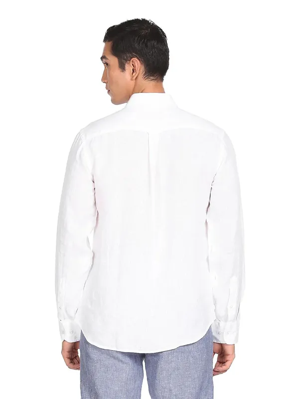US Polo plain white linen slim fit casual t shirt