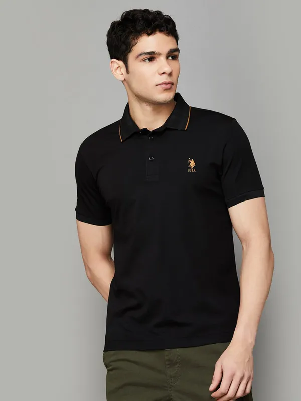US POLO plain white slim fit mens polo t-shirt