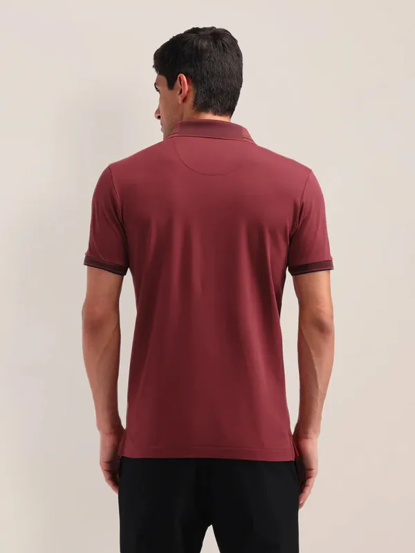 US POLO plain wine cotton slim fit t-shirt for men