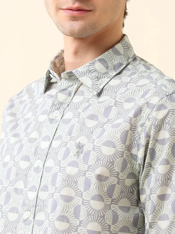 US POLO printed off white shirt