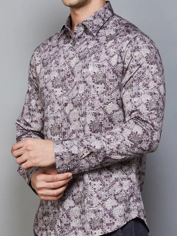 US POLO printed white mens casual shirt